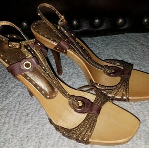 BCBGirls Strappy Wood Heels Size 8